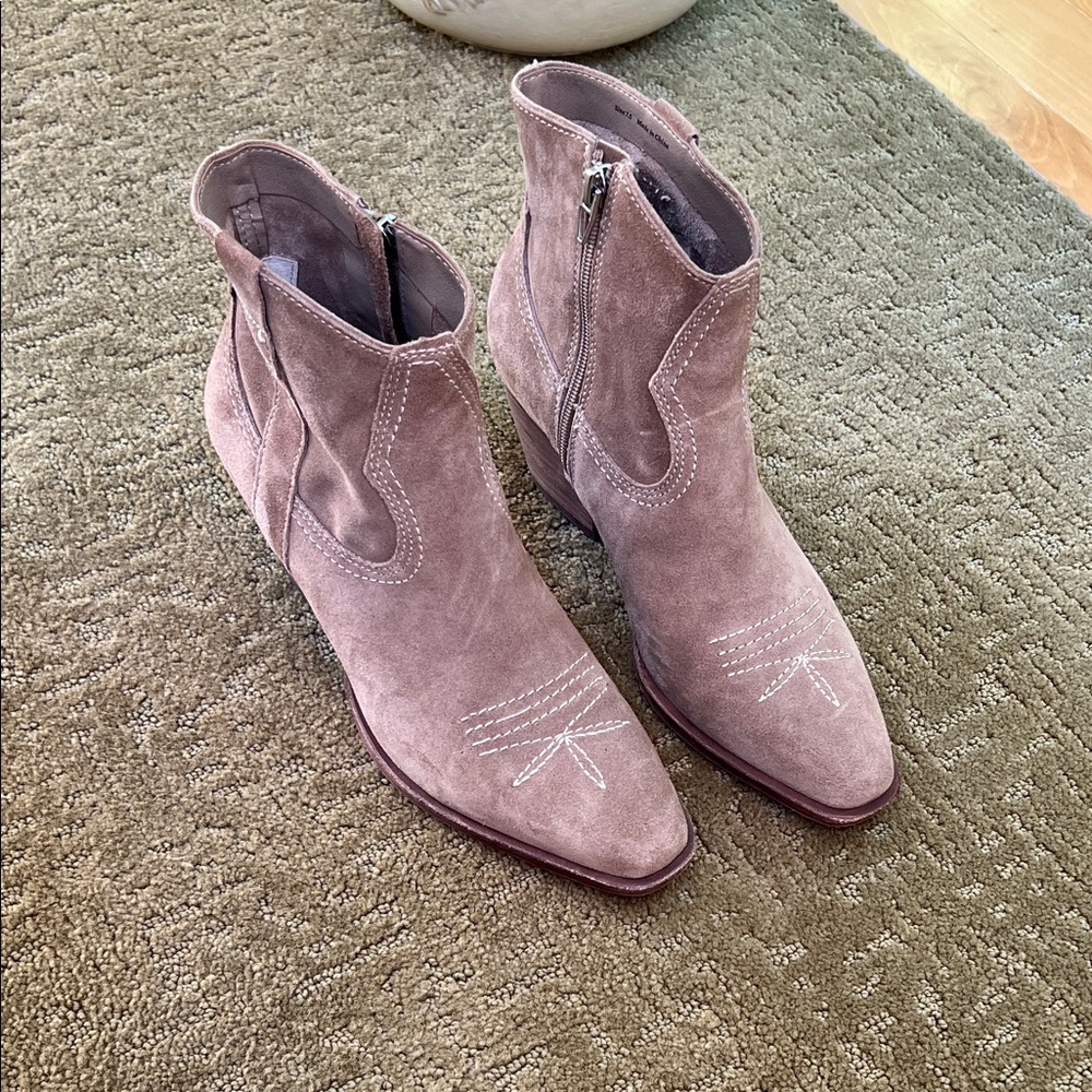 Suede Ankle Boots in Taupe